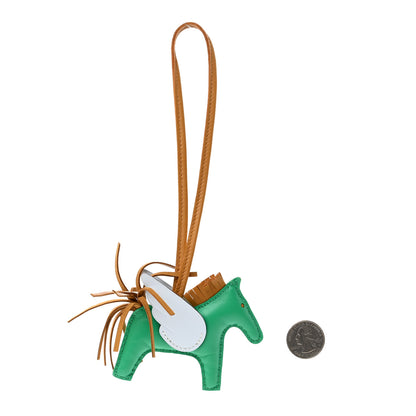 Hermes Milo Lambskin Grigri Rodeo Pegase Horse Bag Charm PM Menthe Sesame Bleu Brume 2 of 4