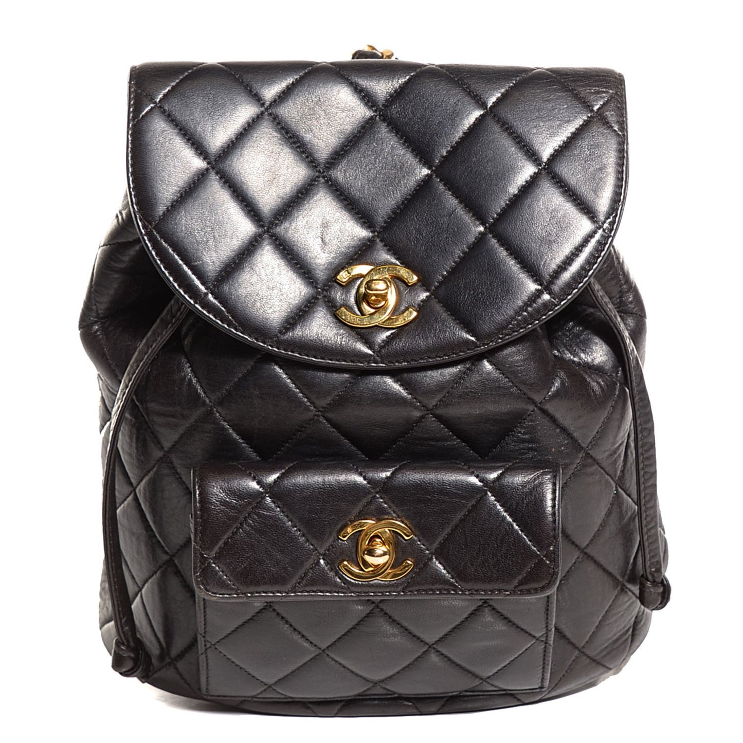 Lambskin Quilted Backpack Black