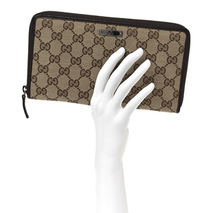 Gucci Monogram Metal Bar Zip Around Travel Wallet Dark Brown 2 of 7
