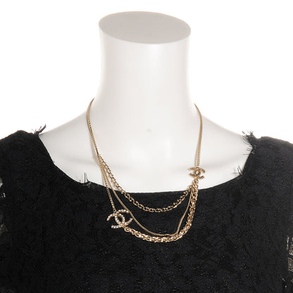 Chanel Crystal CC Multi Strand Necklace Gold 2 of 6