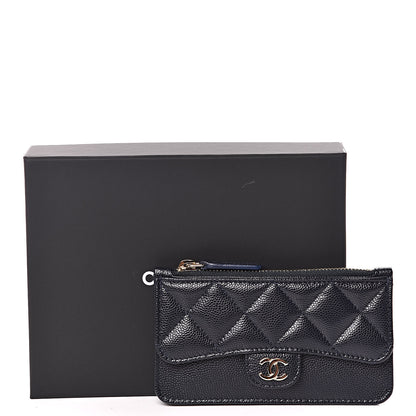 Chanel Caviar Quilted Flap Zip Card Holder Navy Blue 8 of 8