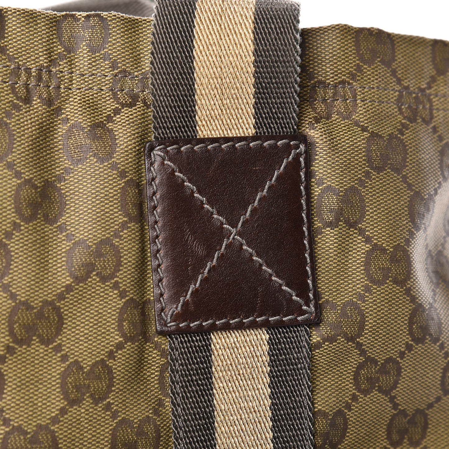 GG Monogram Medium Web Handle Vertical Tote Green