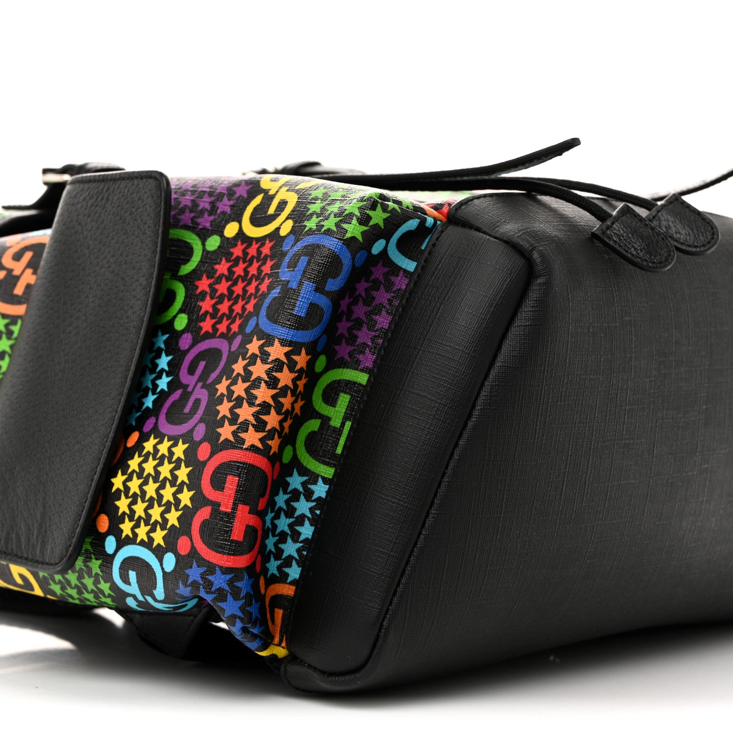 Gucci GG Supreme Monogram Psychedelic Medium Double Buckle Backpack Black Multicolor 9 of 11