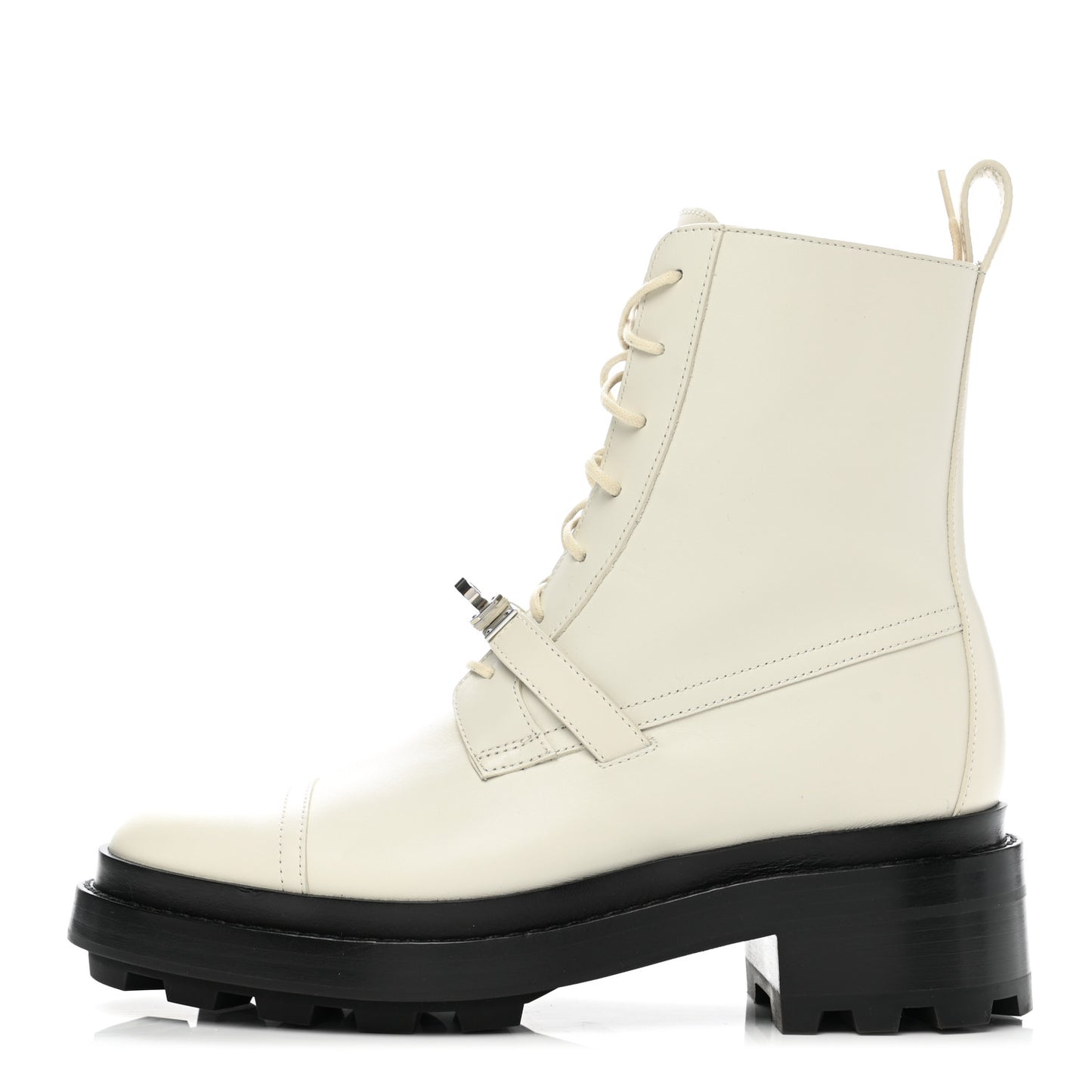 Glossed Calfskin Funk Ankle Boots 37 Beige Glaise