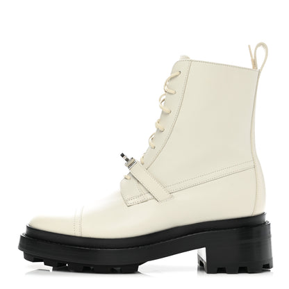 Hermes Glossed Calfskin Funk Ankle Boots 37 Beige Glaise 1 of 9