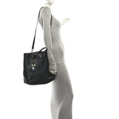 Prada Vitello Daino Shopping Tote Black 2 of 9