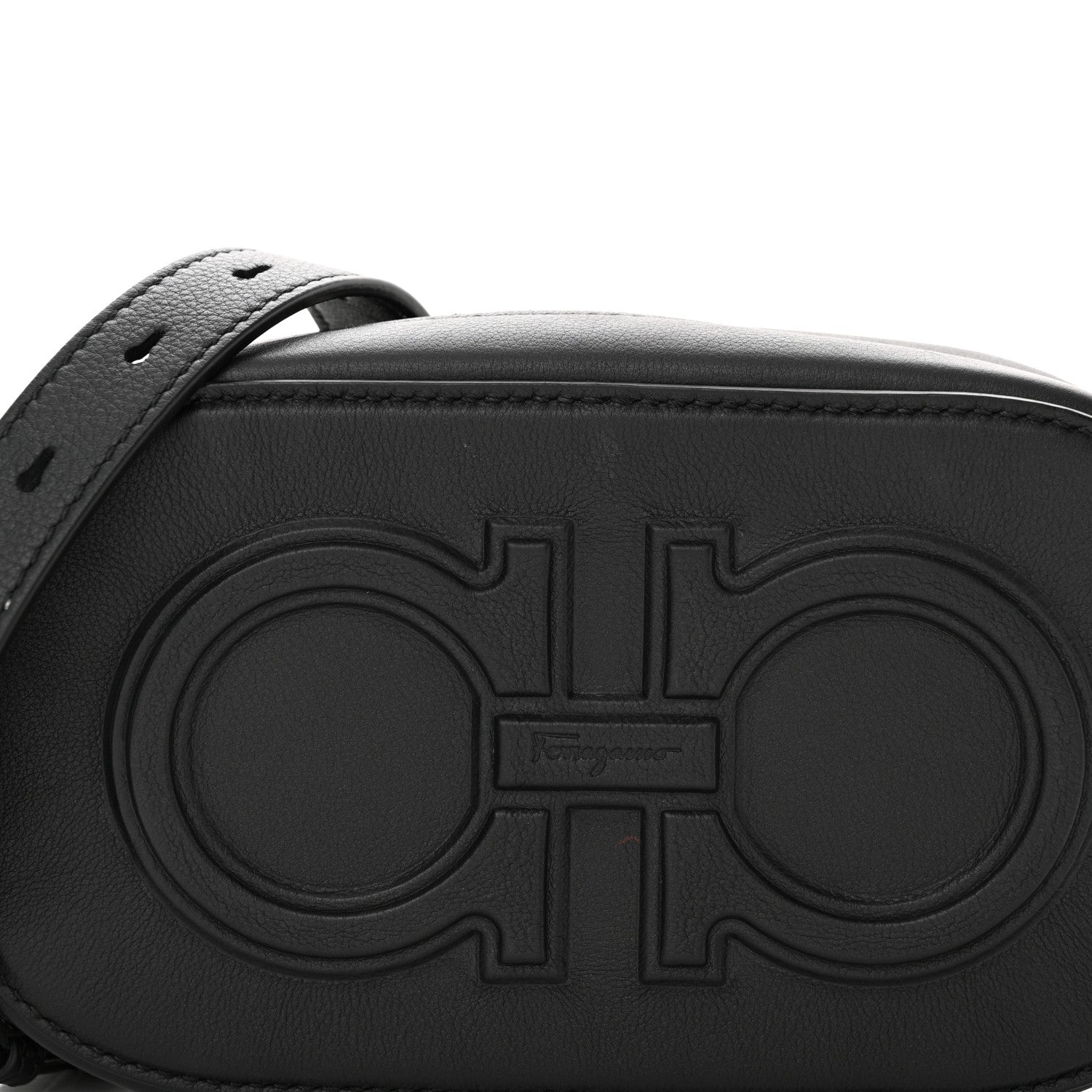 Salvatore Ferragamo SALVATORE FERRAGAMO Calfskin Double Gancio Crossbody Bag Black 7 of 10