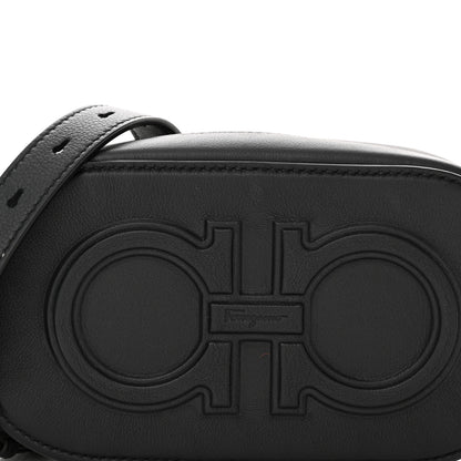Salvatore Ferragamo SALVATORE FERRAGAMO Calfskin Double Gancio Crossbody Bag Black 7 of 10