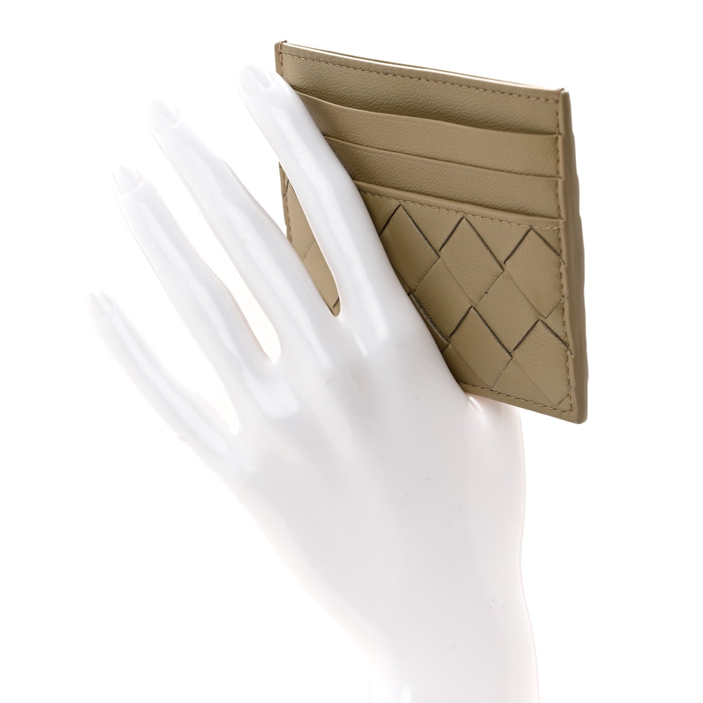 Nappa Intrecciato Credit Card Case Travertine