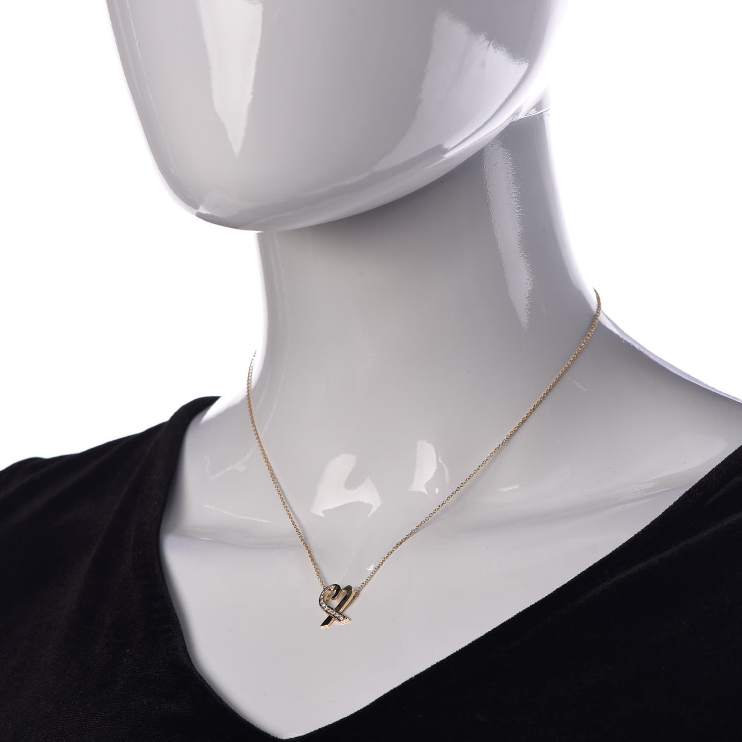 Tiffany 18K Yellow Gold Diamond Small Paloma Picasso Loving Heart Pendant Necklace 2 of 6