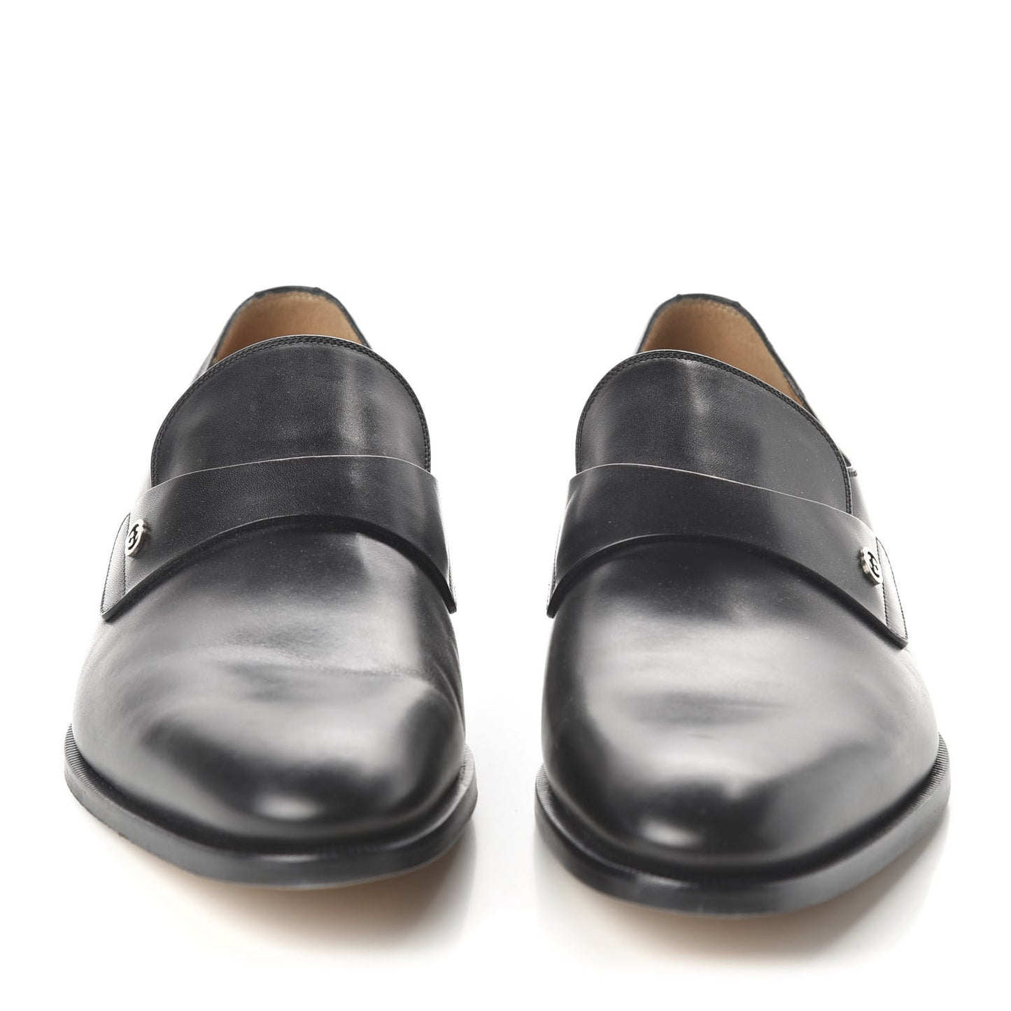 Calfskin Mens Interlocking GG Loafer 9 Black
