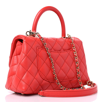 Chanel Caviar Quilted Mini Coco Handle Flap Red 3 of 10