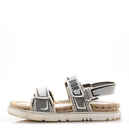 Christian Dior Technical Knit Jute Dioract 10mm Sandals 39.5 White Black 1 of 10