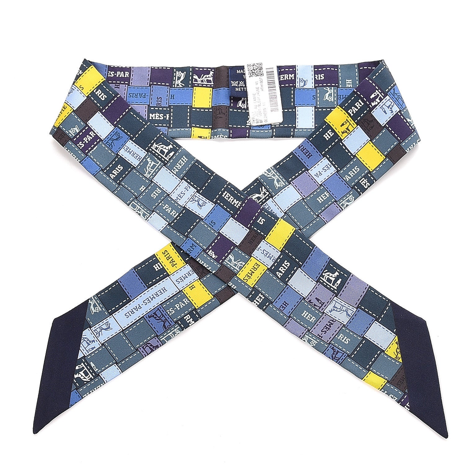 Hermes Silk Bolduc Au Carre Twilly Vert Bleu Jaune Vif 1 of 5