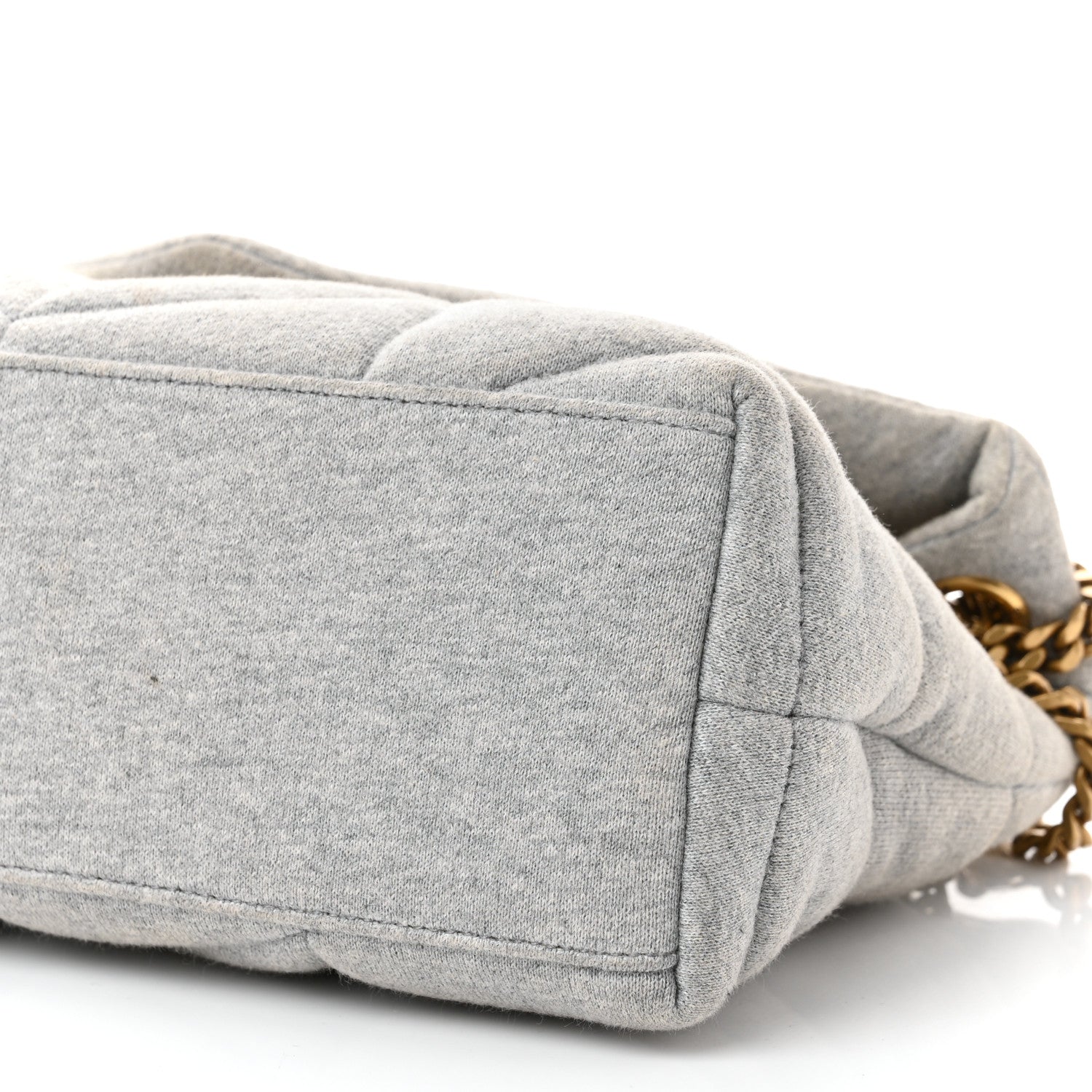 Saint Laurent Jersey Quilted Small Loulou Puffer Monogram Chain Satchel Grey Cloud 9 of 9