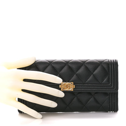 Chanel Caviar Quilted Large Boy Gusset Flap Wallet Black 2 of 13
