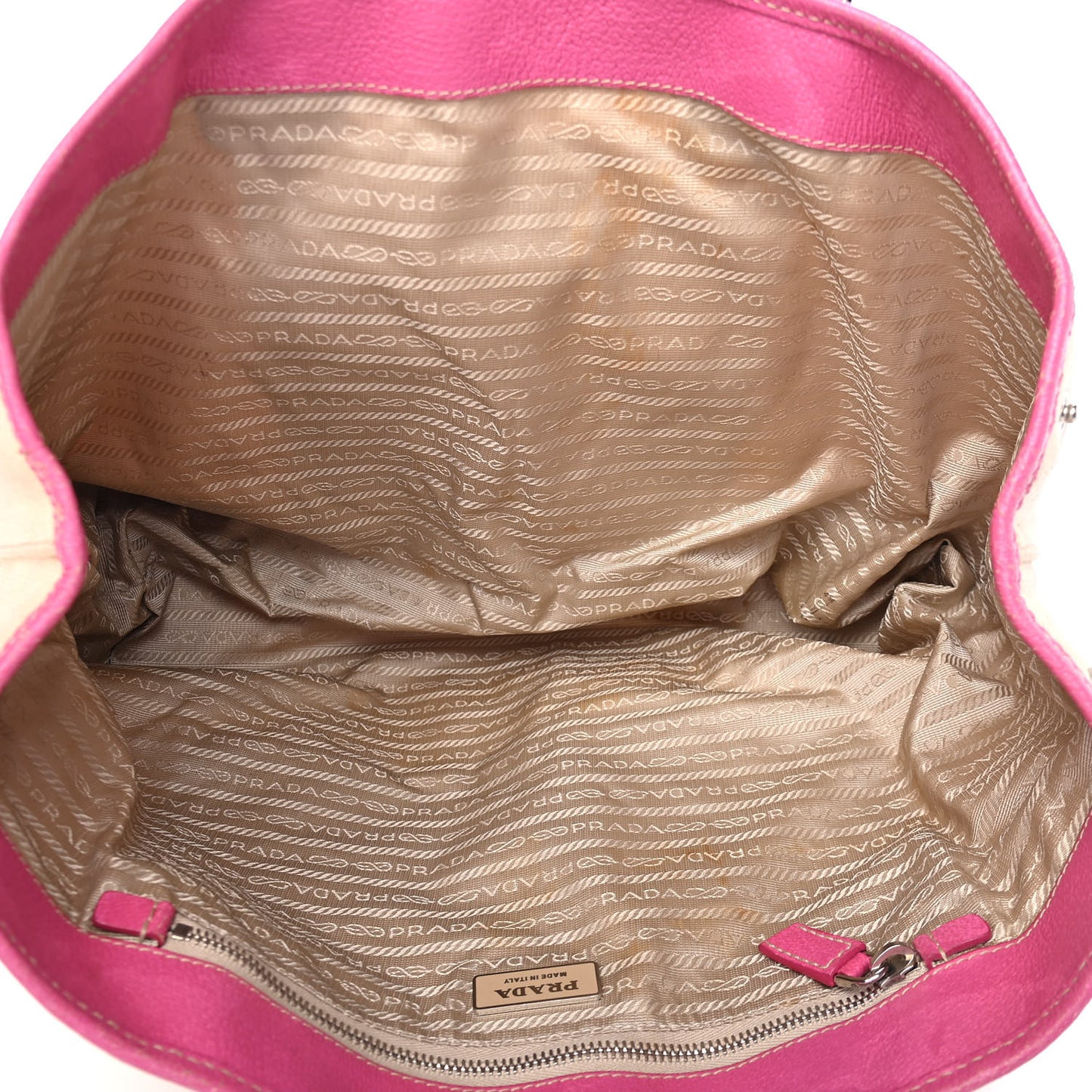 Canvas Calfskin Trim Tote Pink