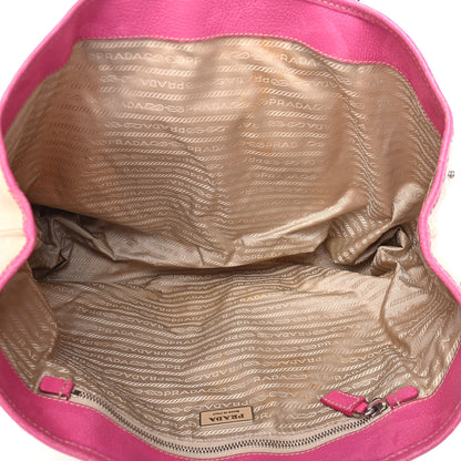Prada Canvas Calfskin Trim Tote Pink 4 of 5