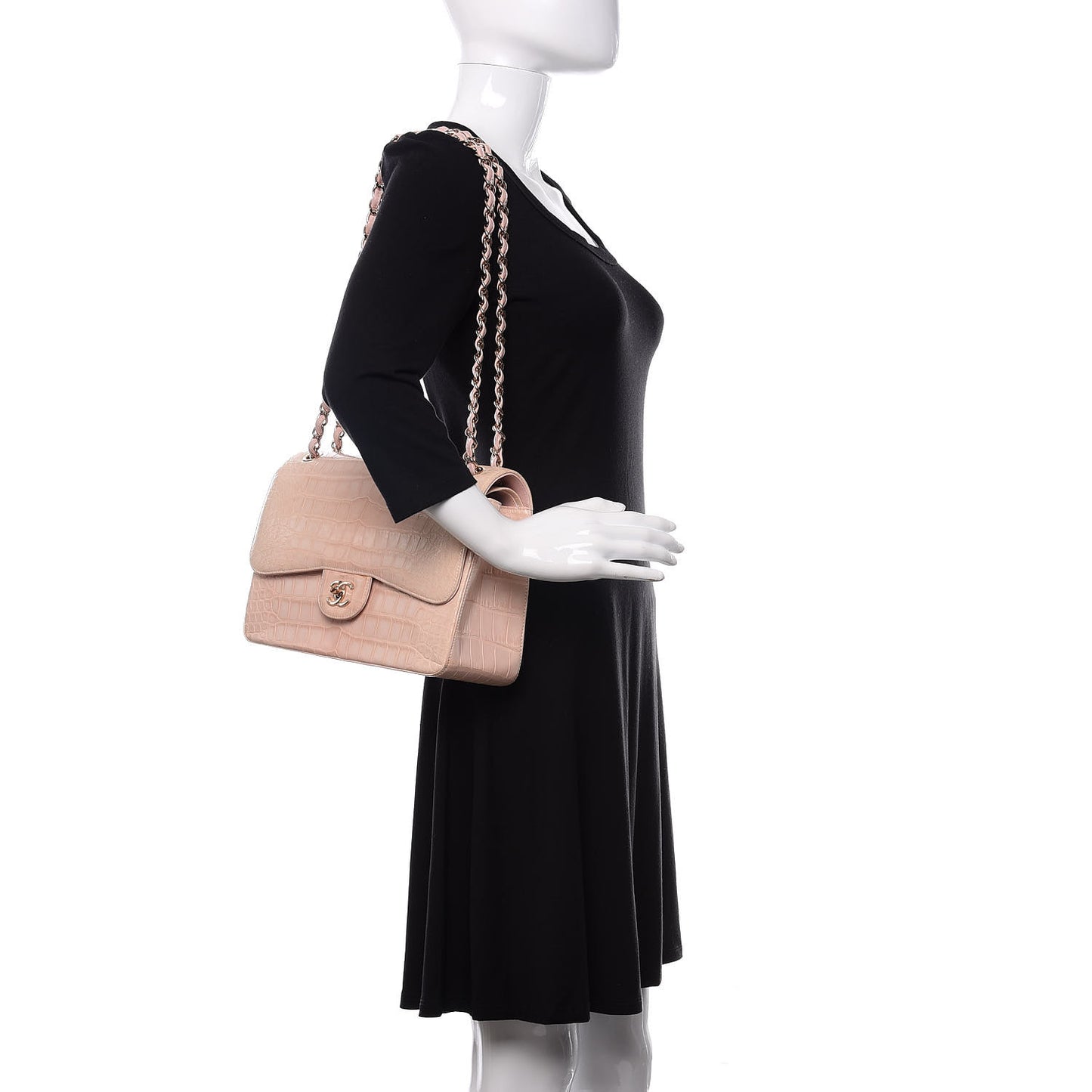 Alligator Jumbo Double Flap Light Pink