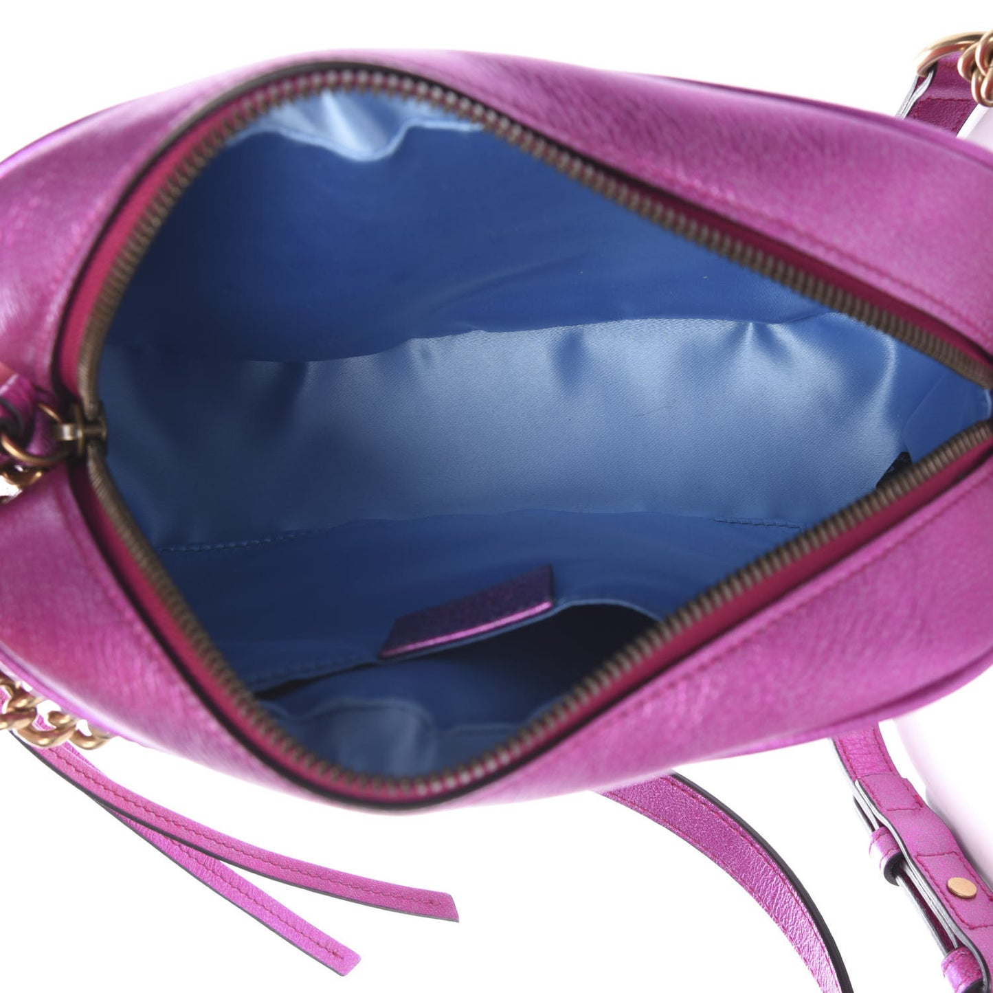Laminated Nappa Matelasse Small GG Marmont Chain Shoulder Bag Fuxia Rosso Rosa