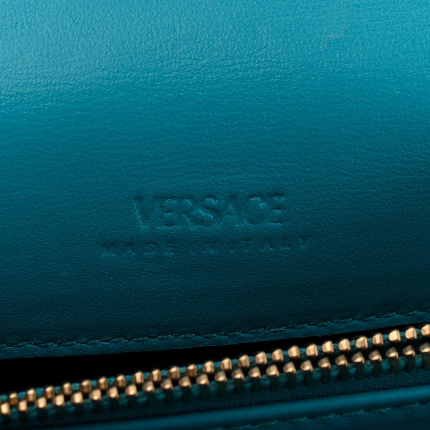 Versace Calfskin Greca Goddess Wallet On Chain Blue 6 of 12