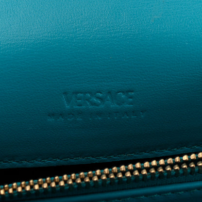 Versace Calfskin Greca Goddess Wallet On Chain Blue 6 of 12