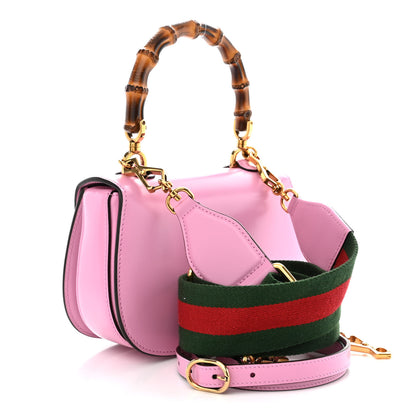 Gucci Boarded Dyana Lux Calfskin Web Small Bamboo 1947 Top Handle Bag Nice Pink 4 of 13