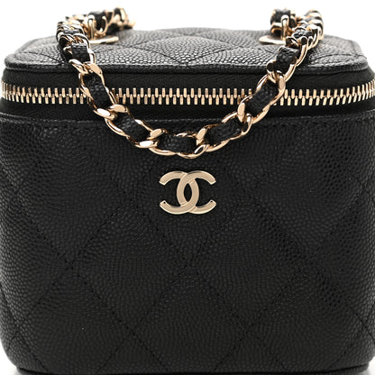 Chanel Caviar Quilted Mini Vanity Case With Chain Black 9 of 12