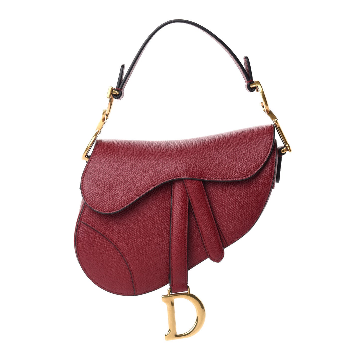 Grained Calfskin Mini Saddle Bag Red