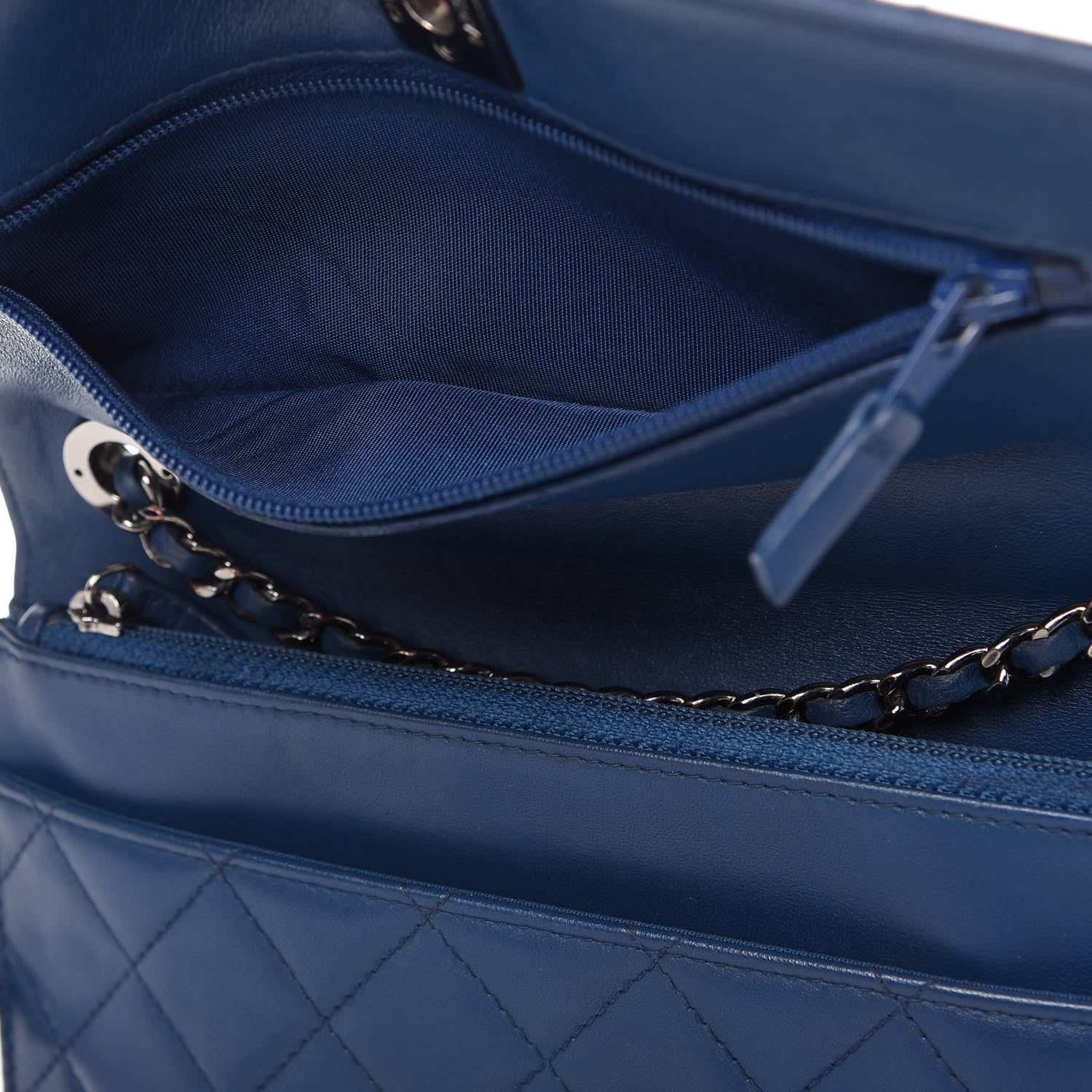 Chanel Lambskin Quilted Trendy CC Wallet On Chain WOC Blue 13 of 14