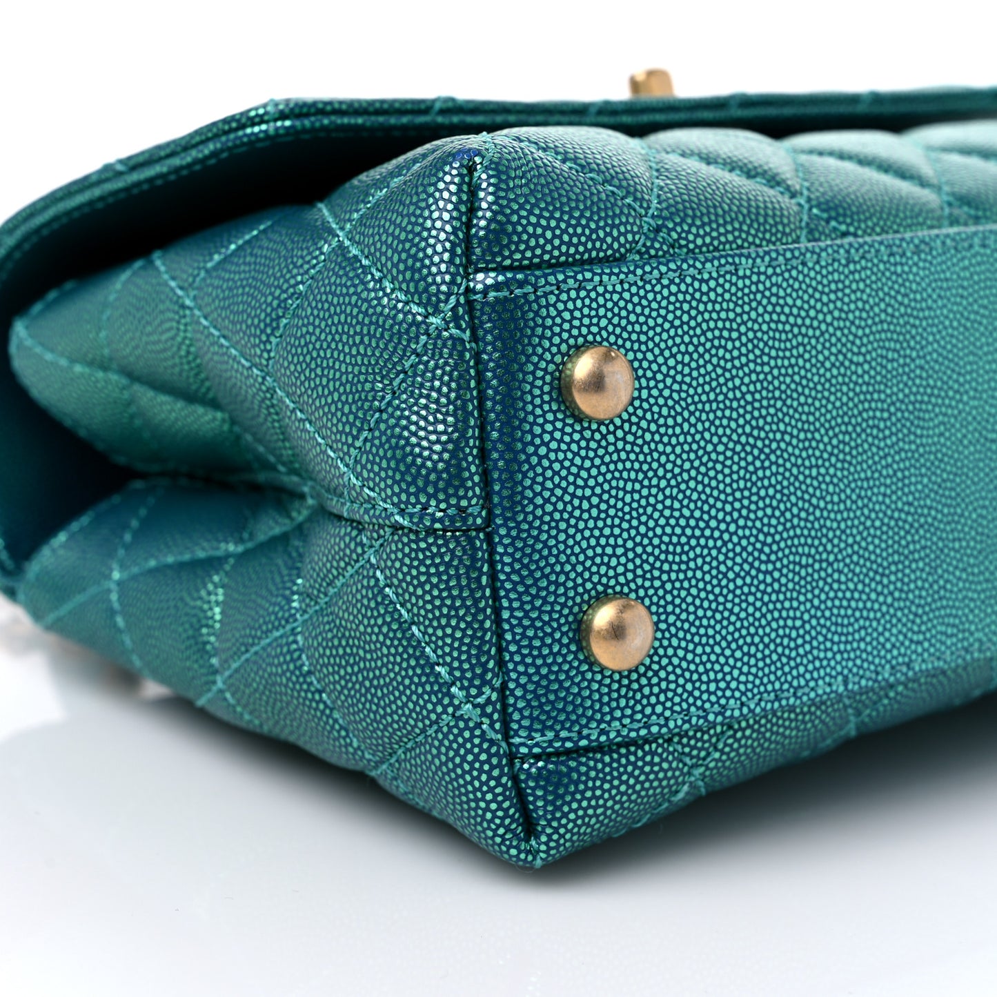 Metallic Caviar Quilted Mini Coco Handle Flap Blue