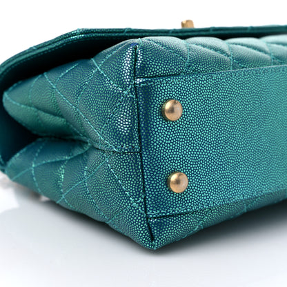 Chanel Metallic Caviar Quilted Mini Coco Handle Flap Blue 7 of 9