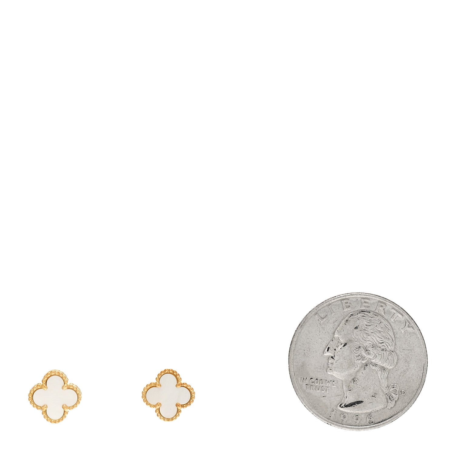Van Cleef & Arpels 18K Yellow Gold Mother of Pearl Sweet Alhambra Earrings 2 of 4