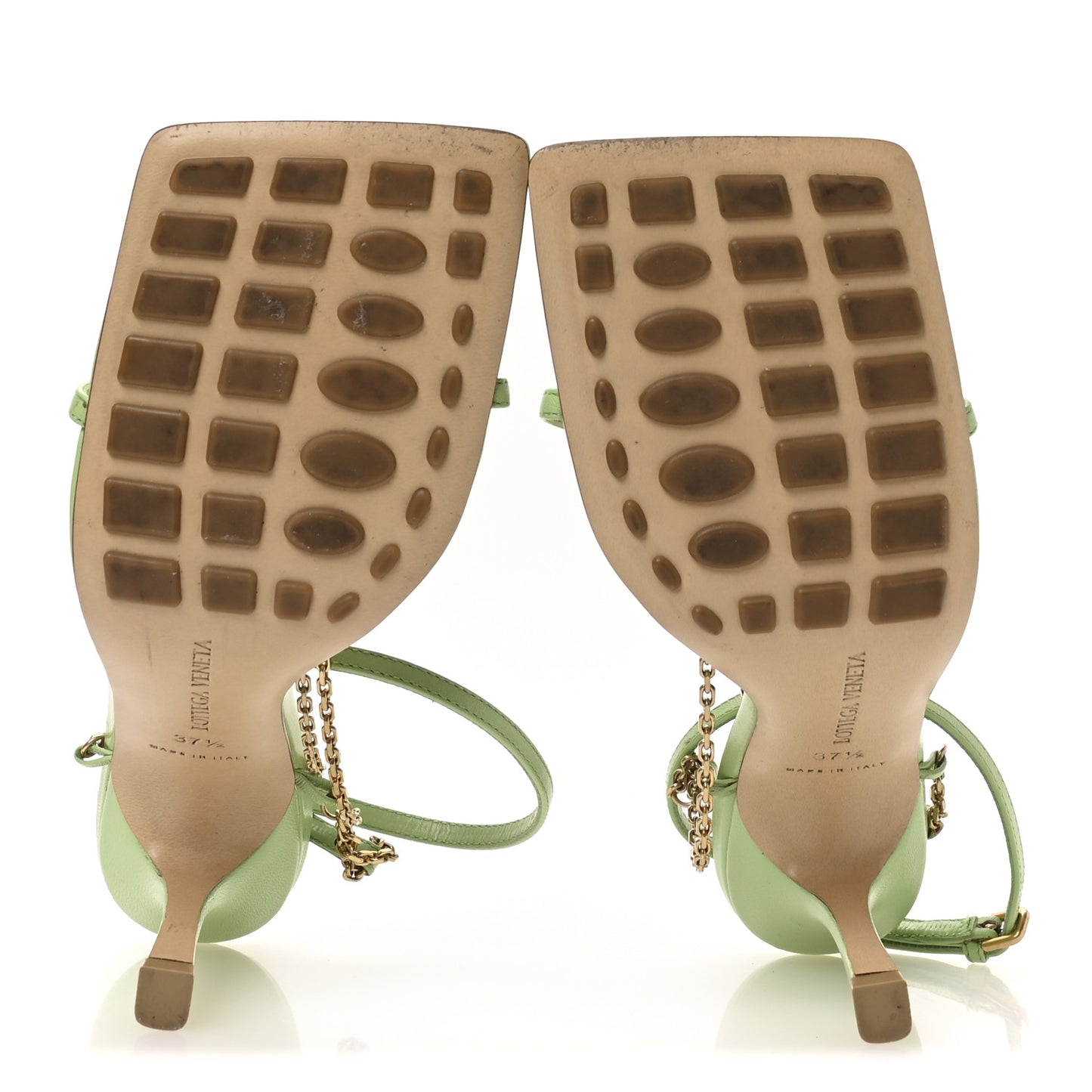 Lambskin Stretch Chain Strap 90mm Sandals 37.5 Pistachio
