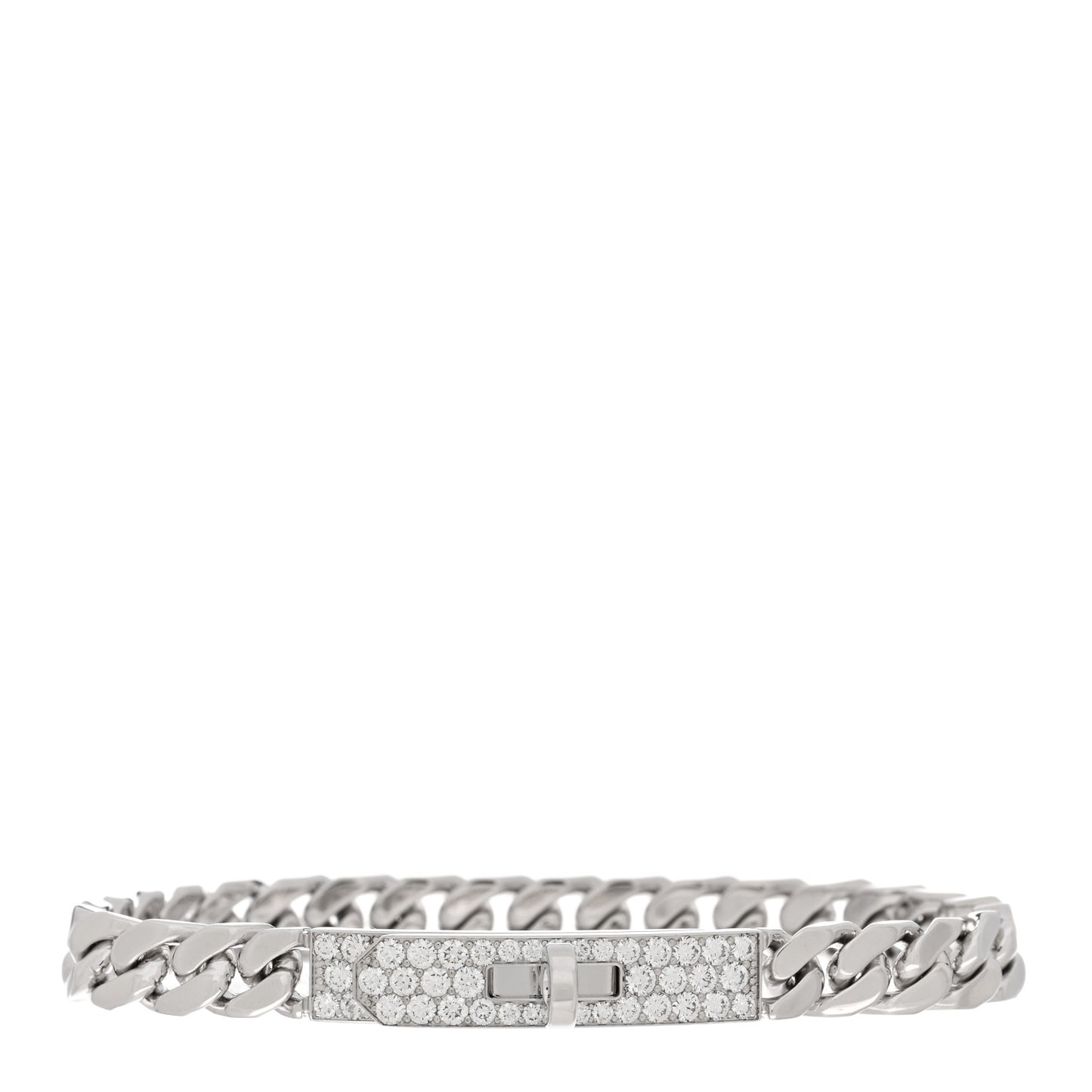 18K White Gold Diamond TPM Kelly Gourmette Bracelet