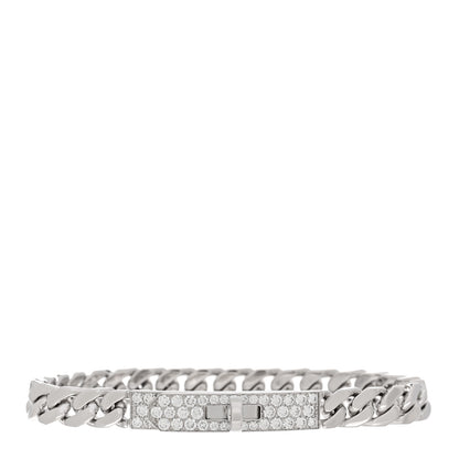 Hermes 18K White Gold Diamond TPM Kelly Gourmette Bracelet 1 of 4