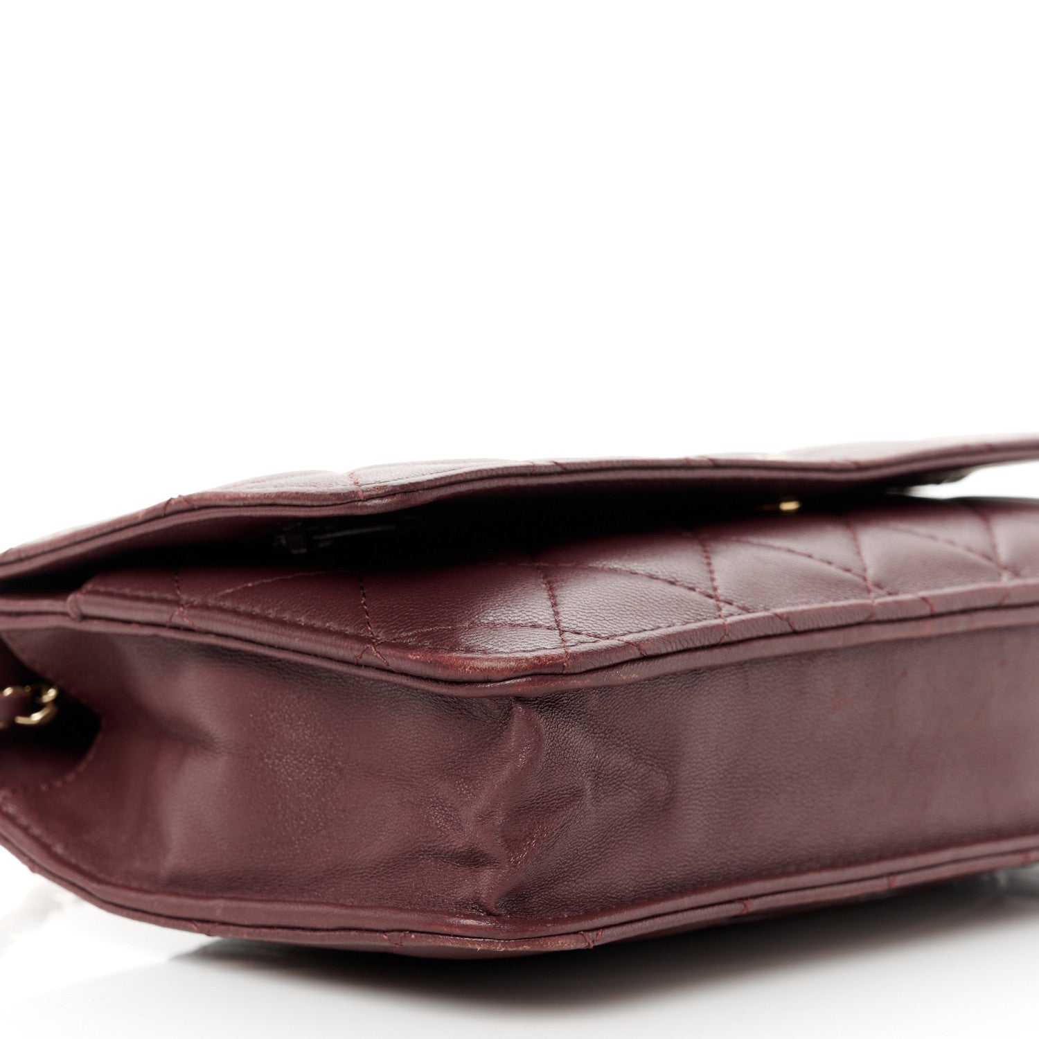 Chanel Lambskin Quilted Wallet On Chain WOC Burgundy 10 of 14