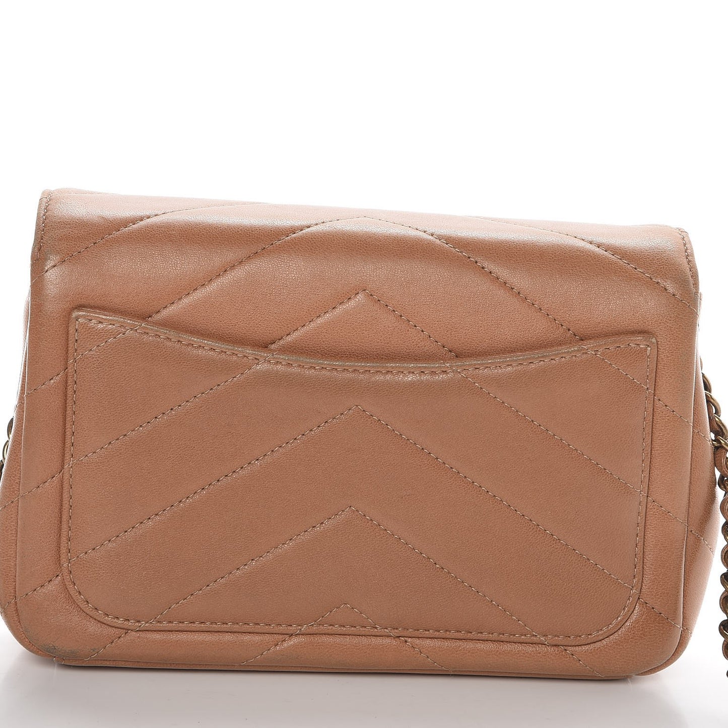 Lambskin Chevron Mini Coco Envelope Flap Beige