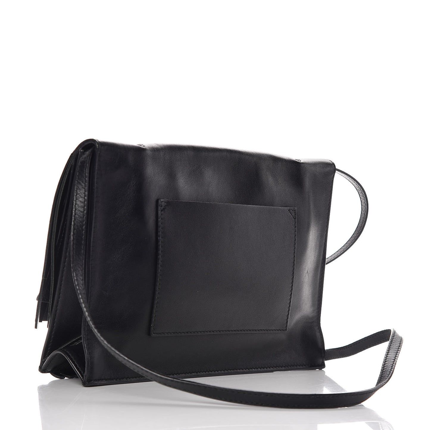 Calfskin Small Fringe Lunch Bag Black