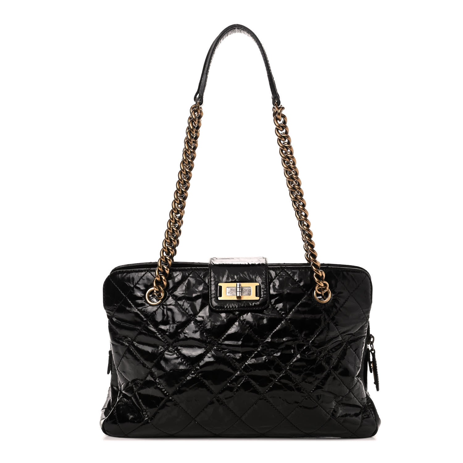 Chanel Glazed Crackled Calfskin Small Reissue Tote Black 1 of 4