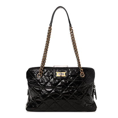 Chanel Glazed Crackled Calfskin Small Reissue Tote Black 1 of 4