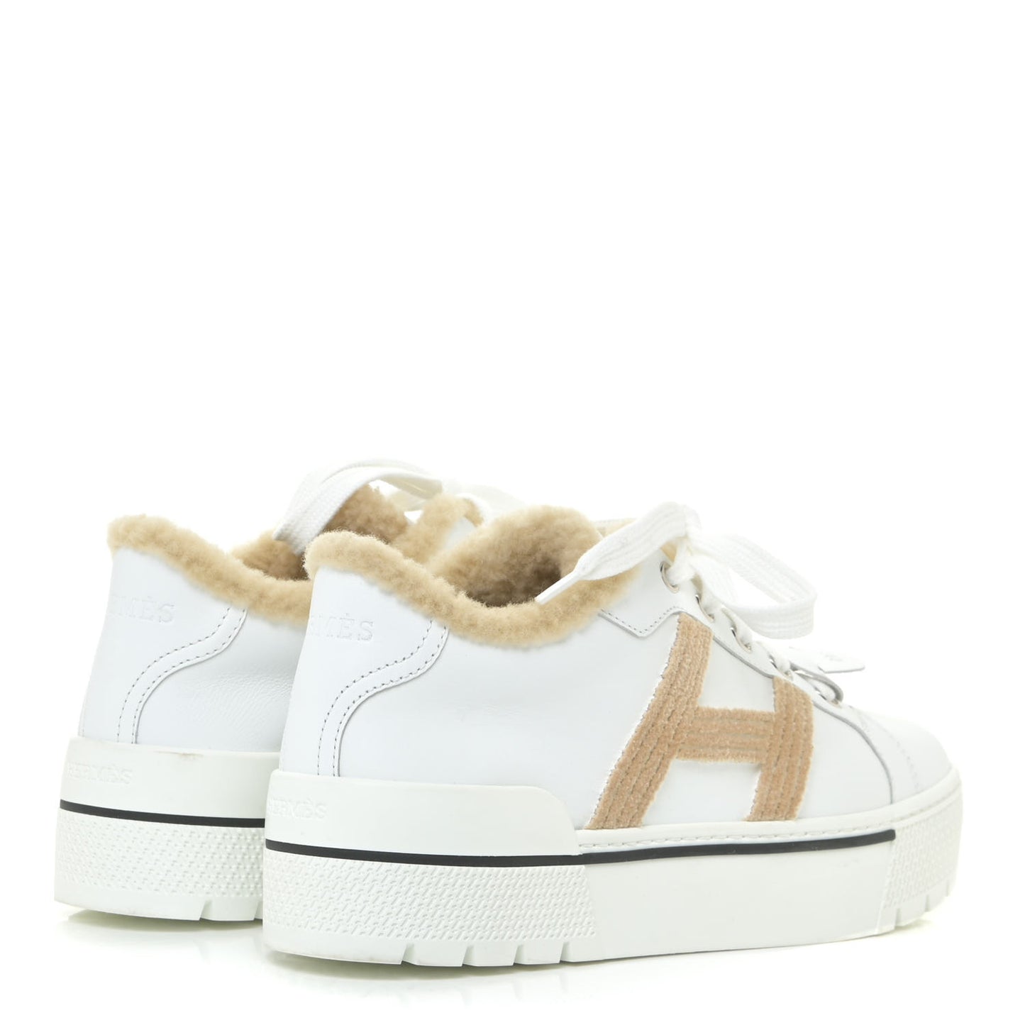 Calfskin Woolskin Dare Sneakers 36 White Ecru