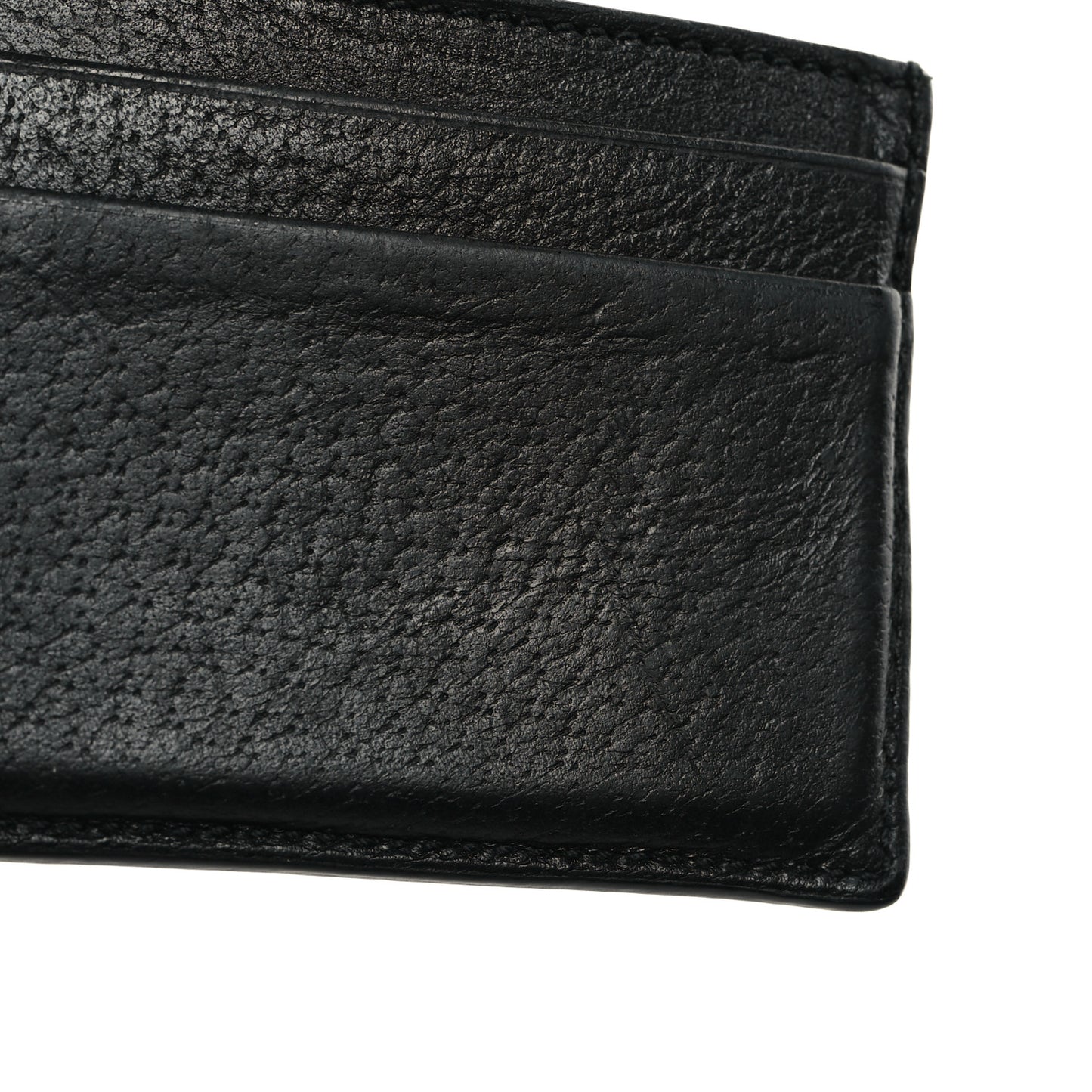 Pebbled Calfskin Animalier Card Holder Black