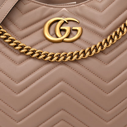 Gucci Calfskin Matelasse Medium GG Marmont Shoulder Tote Bag Porcelain Rose 8 of 13