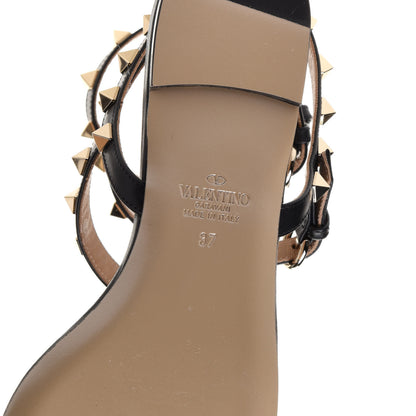 Valentino Garavani Calfskin Rockstud Ankle Wrap Flat Thong Sandals 37 Black 6 of 9