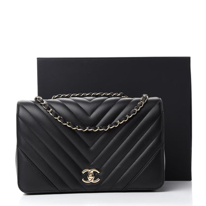 Chanel Calfskin Chevron Quilted Large Statement Flap Black 14 of 14