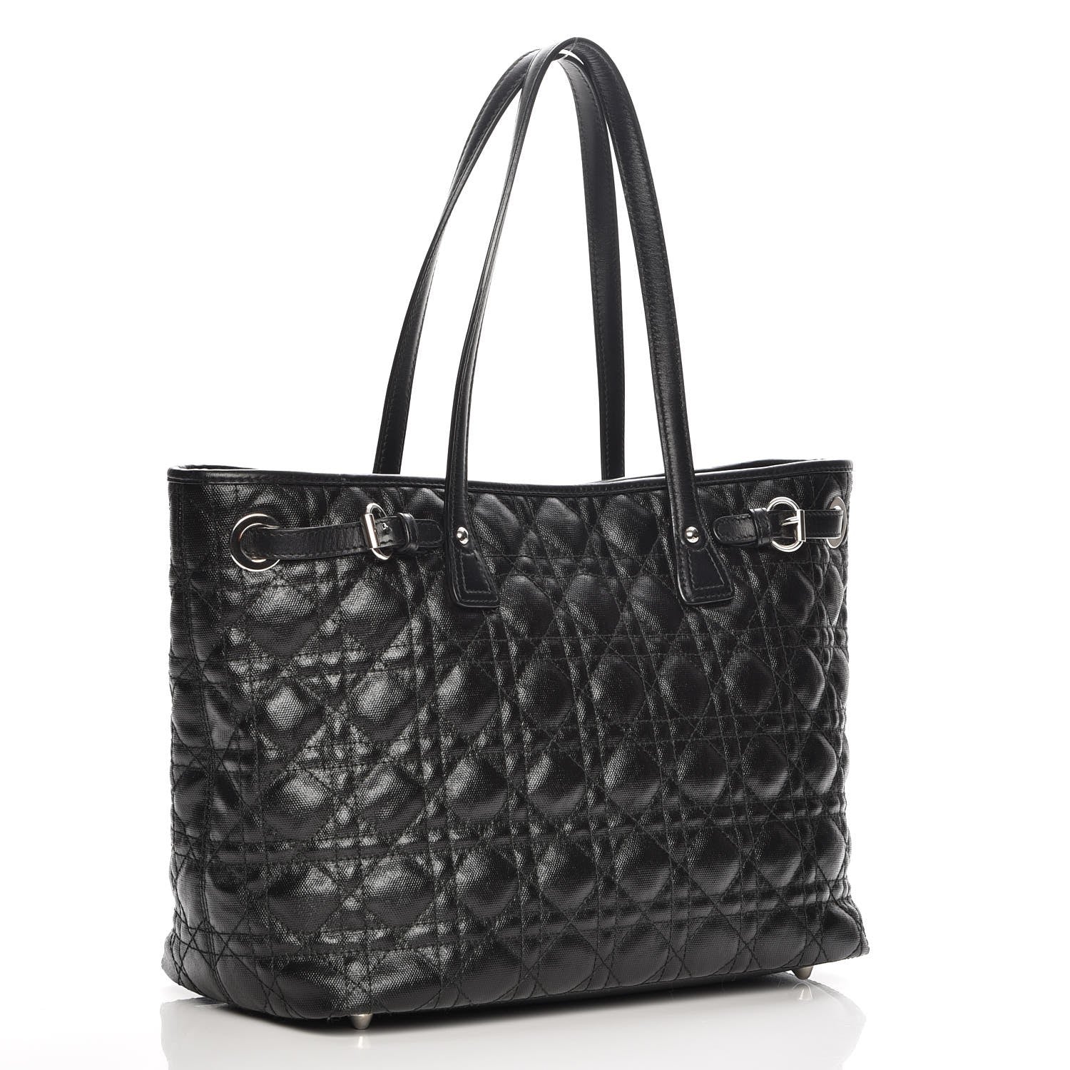 Christian Dior Coated Canvas Cannage Small Panarea Tote Black 3 of 7