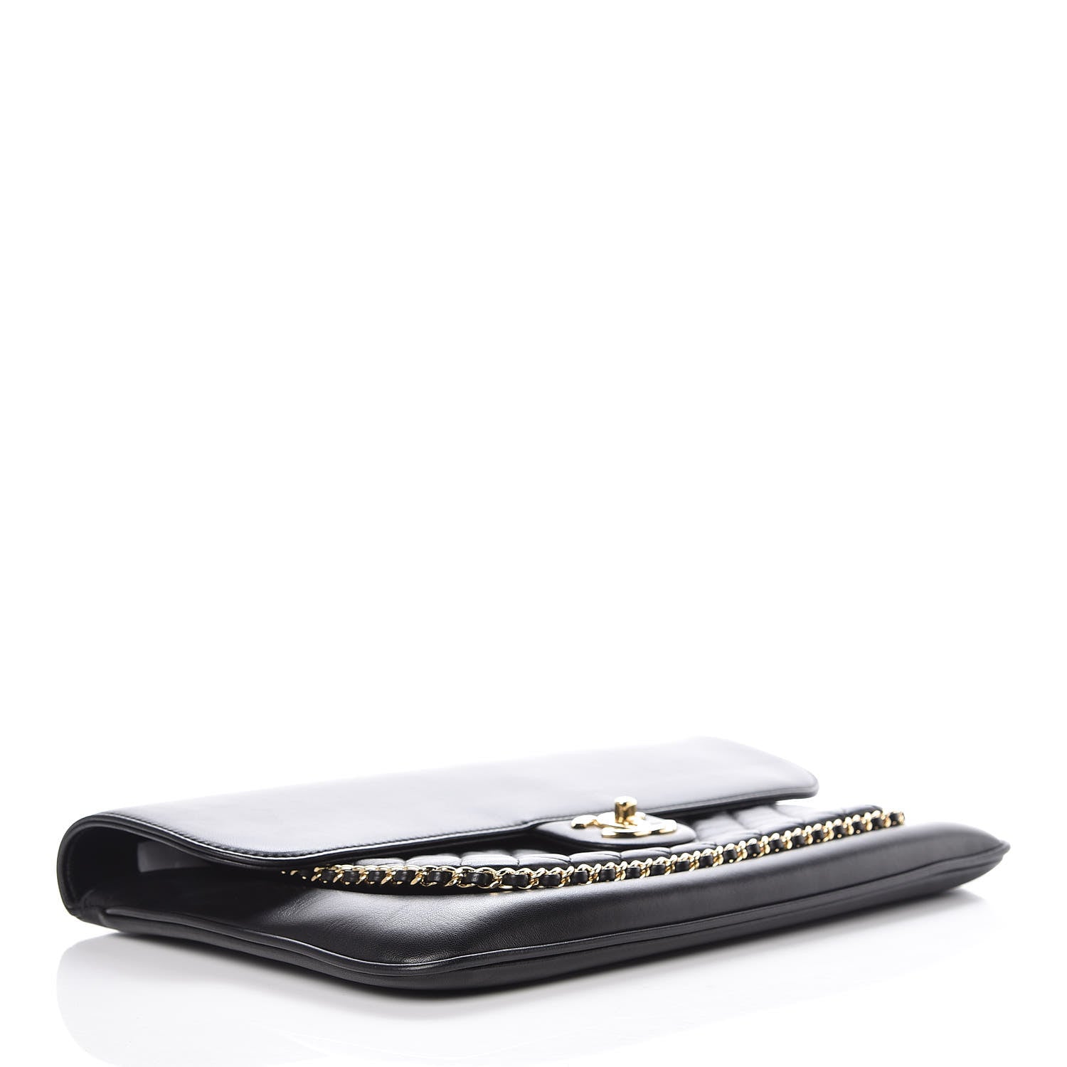 Chanel Lambskin Quilted CC Unchained Clutch Black 4 of 10