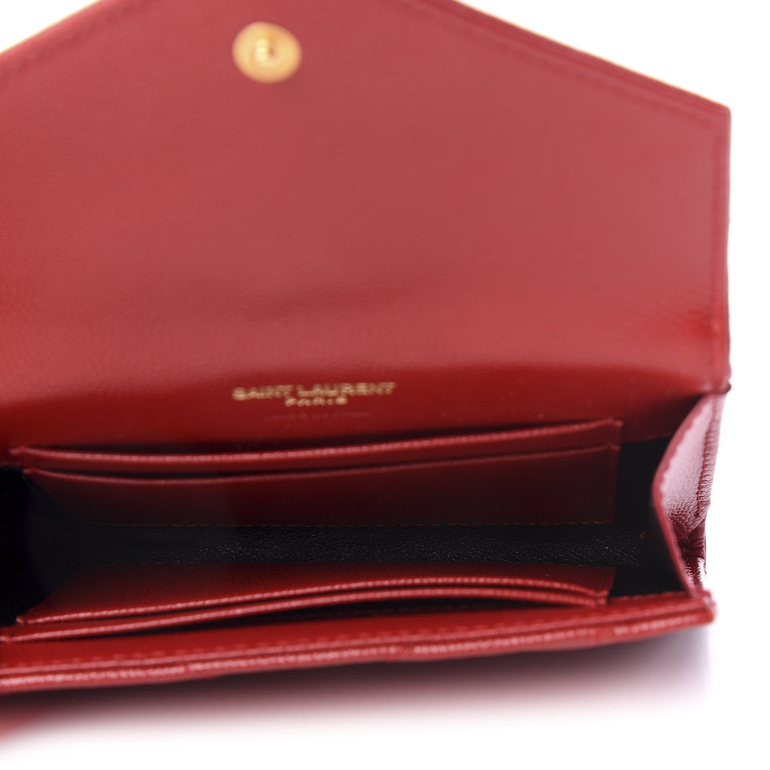 Saint Laurent Grain De Poudre Matelasse Chevron Small Monogram Envelope Wallet Rouge Eros 5 of 5