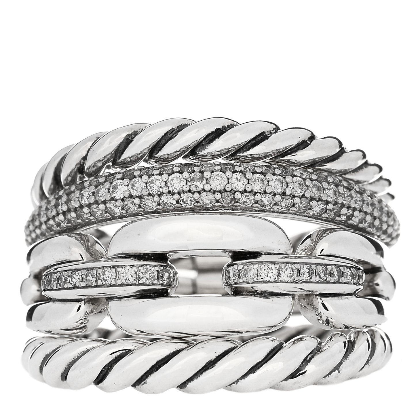 Sterling Silver Diamond Wellesley Four-Row Ring 57 8